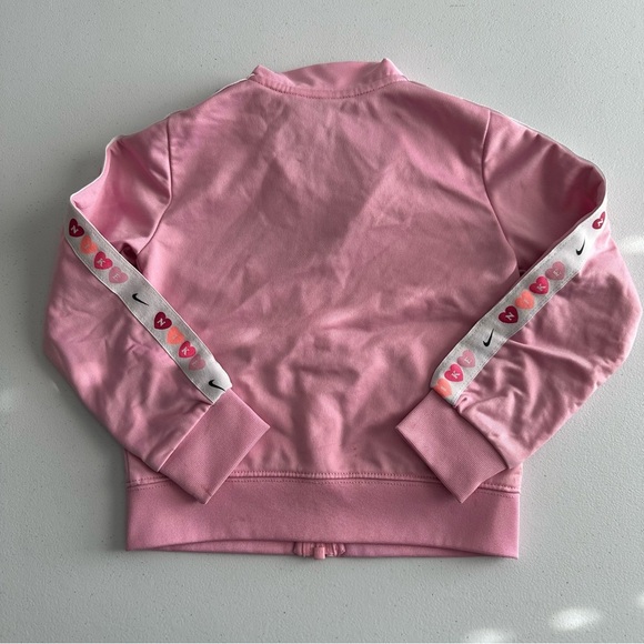 Nike Track Jacket Girls 3T Hearts Trim Pink Top Full Zip Athleisure - Picture 5 of 6